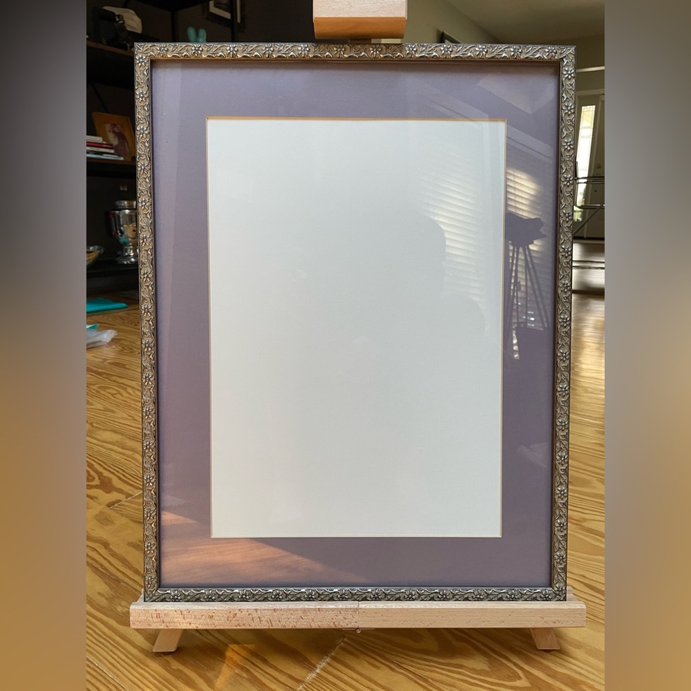 Vintage decorative frame with lavender mat